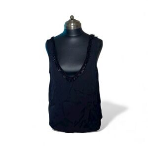 BB Dekota black top blouse with beaded tassels NWOT silky soft inside western